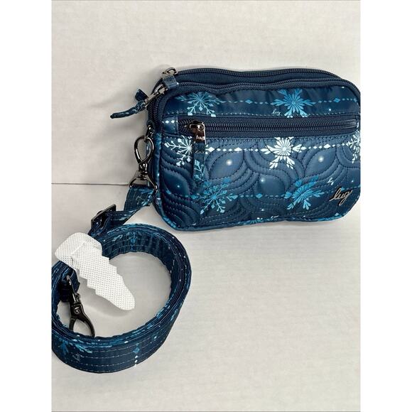 LUG - Super Coupe Convertible Crossbody Bag , Blue Quilted Snowflakes Design - Picture 3 of 9